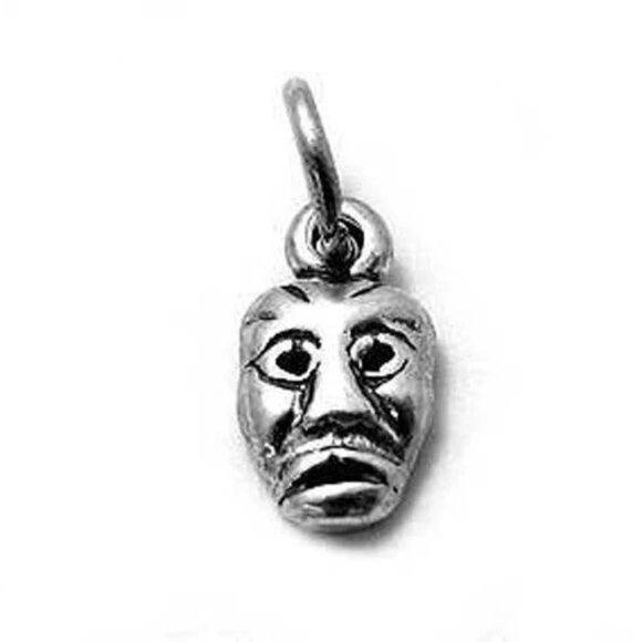 SMALL TRAGEDY MASK CHARM. STERLING SILVER - Picture 1 of 1